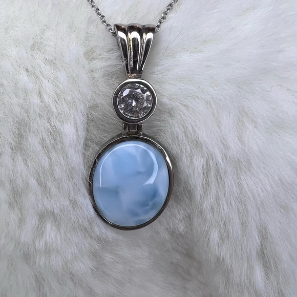 Genuine Larimar Necklace Earring Set - Picture 4 of 5